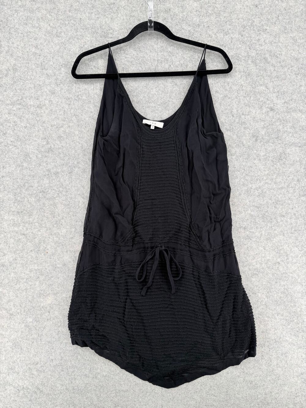 IRO Armonie Black Sleeveless Summer Mini Dress Boho Chic Glam Women's Size 40